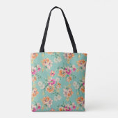 Bright Sketch Floral Pattern Tote Bag (Achterkant)