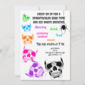 Bright Skulls Halloween Party Kaart (Voorkant)