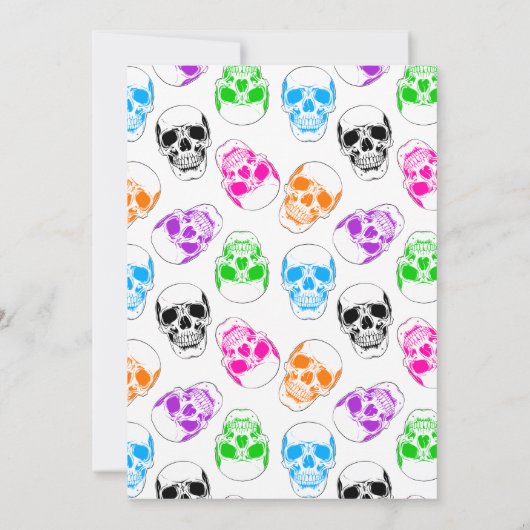 Bright Skulls Halloween Party Kaart (Achterkant)