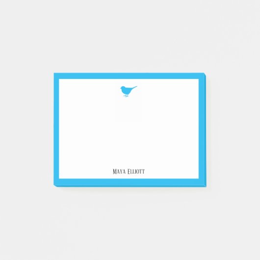 Bright Sky Blue Bird en Border w / White & Name Post-it® Notes (Voorkant)