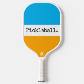 Bright Sky Blue Gouden Geel Wit Tekststrepen Pickleball Paddle (Achterkant)