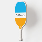 Bright Sky Blue Gouden Geel Wit Tekststrepen Pickleball Paddle (Links)