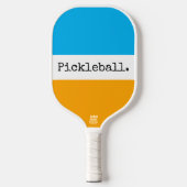 Bright Sky Blue Gouden Geel Wit Tekststrepen Pickleball Paddle (Voorkant)