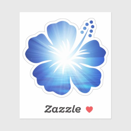 Bright Sky Blue Hibiscus Flower Sticker (Vel)