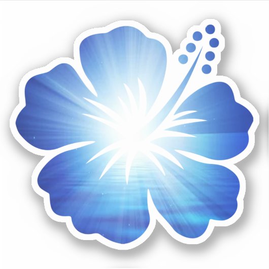 Bright Sky Blue Hibiscus Flower Sticker (Voorkant)