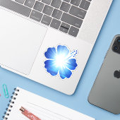 Bright Sky Blue Hibiscus Flower Sticker (Laptop met iPhone)