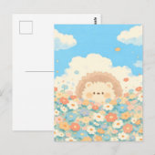 Bright Sky Blue Kawaii Hedgehog Meadow Briefkaart (Voorkant / Achterkant)