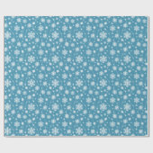 Bright Sky Blue Winter White Snowflake Pattern Cadeaupapier (Vlak)