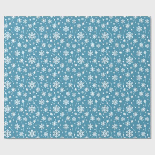 Bright Sky Blue Winter White Snowflake Pattern Cadeaupapier (Vlak)