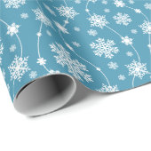 Bright Sky Blue Winter White Snowflake Pattern Cadeaupapier (Rol Hoek)