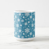 Bright Sky Blue Winter White Snowflake Pattern Koffiemok (Center)