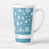 Bright Sky Blue Winter White Snowflake Pattern Latte Mok (Rechts)