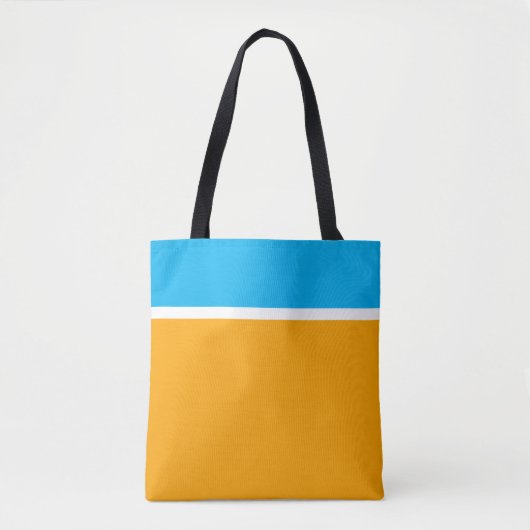 Bright Sky Blue Wit Gouden Geel Kleurenblok Tote Bag (Voorkant)
