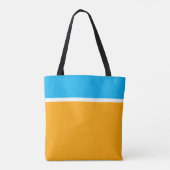 Bright Sky Blue Wit Gouden Geel Kleurenblok Tote Bag (Achterkant)