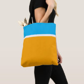 Bright Sky Blue Wit Gouden Geel Kleurenblok Tote Bag (Dichtbij)