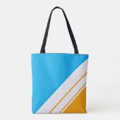 Bright Sky Blue Zomer Geel Wit Racing Stripes Tote Bag (Achterkant)