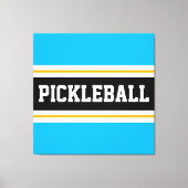 Bright Sky Blue Zwart Geel PICKLEBALL Stripes Canvas Afdruk (Voorkant)