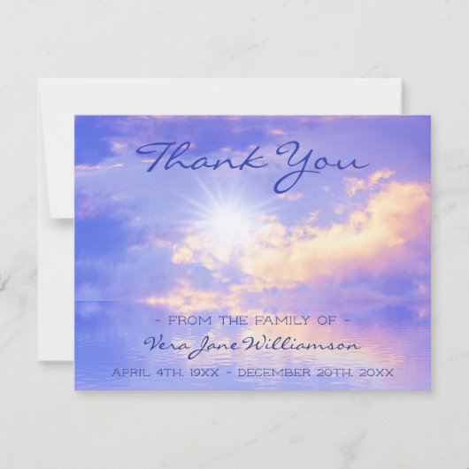 Bright Sky over Serene Water Afkomst Dank u Bedankkaart (Voorkant)