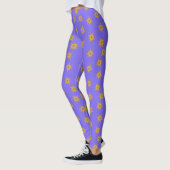 Bright Slate Blauw en Gouden Sterrenpatroon Leggings (Links)