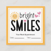 Bright Smiles Pediatric Dentist Orthodontist Vierkante Visitekaartje (Achterkant)