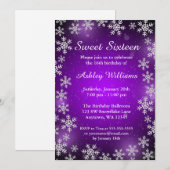 Bright Snowflake Paarse Winter Wonderland Sweet 16 Kaart (Voorkant / Achterkant)