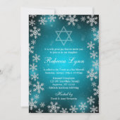 Bright Snowflakes Blauwgroen Blue Winter Bat Mitzv Kaart (Voorkant)