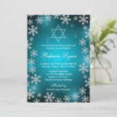 Bright Snowflakes Blauwgroen Blue Winter Bat Mitzv Kaart (Staand voorkant)