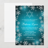 Bright Snowflakes Blauwgroen Blue Winter Bat Mitzv Kaart (Voorkant / Achterkant)