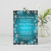 Bright Snowflakes Blauwgroen Winter Wonderland Swe Kaart (Staand voorkant)