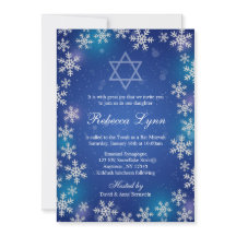 Bright Snowflakes Blue Winter Bat Mitzvah