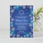 Bright Snowflakes Blue Winter Bat Mitzvah Kaart (Staand voorkant)