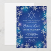 Bright Snowflakes Blue Winter Bat Mitzvah Kaart (Voorkant / Achterkant)
