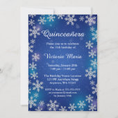 Bright Snowflakes Blue Winter Quinceanera nodigt Kaart (Voorkant)