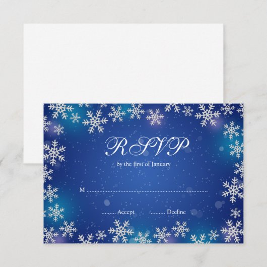 Bright Snowflakes Blue Winter RSVP (Voorkant / Achterkant)