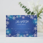 Bright Snowflakes Blue Winter RSVP Kaartje (Staand voorkant)