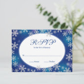 Bright Snowflakes Blue Winter RSVP Kaartje (Staand voorkant)