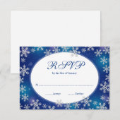 Bright Snowflakes Blue Winter RSVP Kaartje (Voorkant / Achterkant)