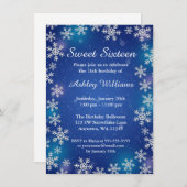 Bright Snowflakes Blue Winter Wonderland Sweet 16 Kaart (Voorkant / Achterkant)