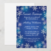 Bright Snowflakes Blue Winter Wonderland Sweet 16 Kaart (Voorkant / Achterkant)