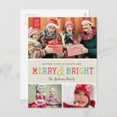 Bright Snowflakes Holiday Foto Feestdagenkaart (Voorkant / Achterkant)