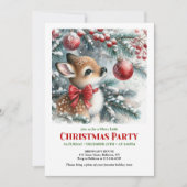 Bright snowy forest baby deer Christmas invitation Kaart (Voorkant)