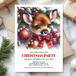 Bright snowy forest baby deer Christmas kids  Kaart