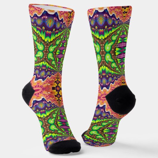 Bright Socks Fractal Seamless Patterns 0042090 Sokken (Gebogen)