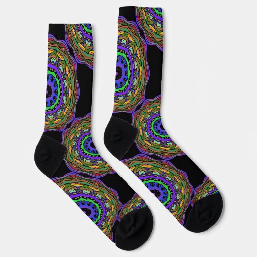 Bright Socks Fractal Seamless Patterns 0042100 Sokken (Rechts)