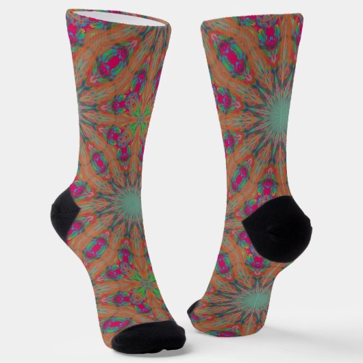 Bright Socks Fractale Naadloze Patronen 0042005 Sokken (Gebogen)