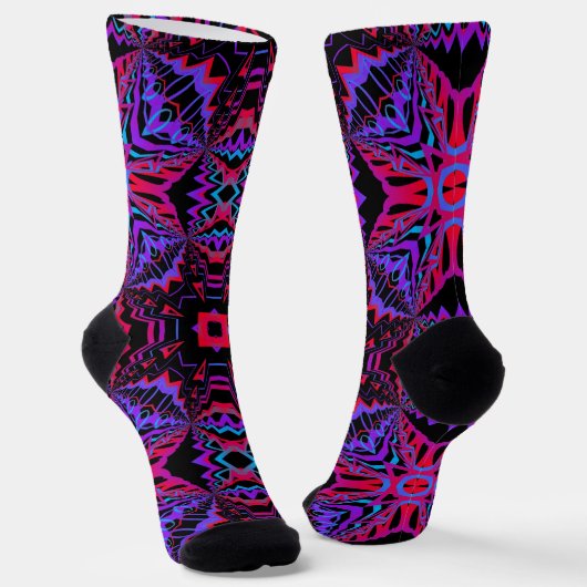 Bright Socks Fractale Naadloze Patronen 0042013 Sokken (Gebogen)