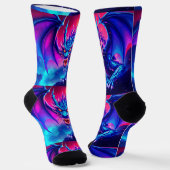 Bright Socks RANDOPIX Blauw Rood Draak 0039508 Sokken (Gebogen)
