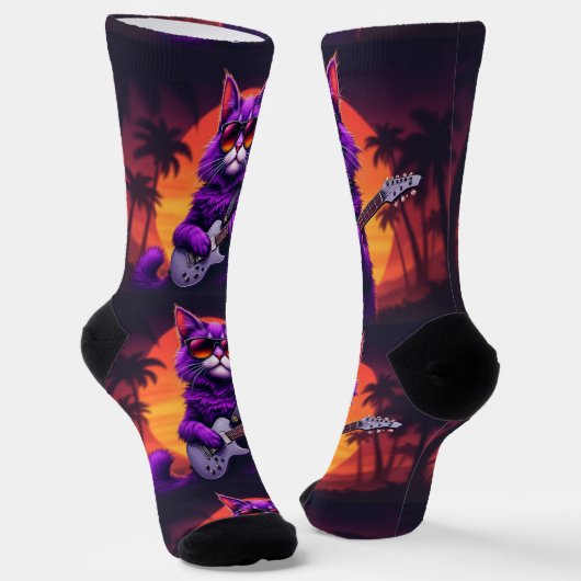 Bright Socks UNISEX Cat Playing Guitar 0040752 Sokken (Gebogen)