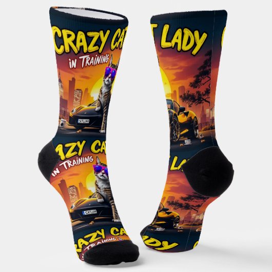 Bright Socks UNISEX Crazy Cat Lady 0040757 Sokken (Gebogen)
