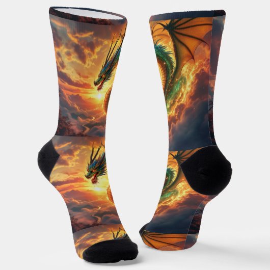 Bright Socks UNISEX Emerald Green Dragon 0040753 Sokken (Gebogen)